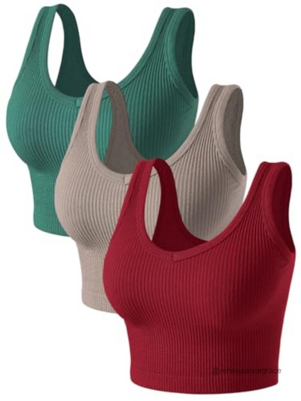 Women's 3 Pack Ribbed Crop Tank Tops Fitted V Neck Sleeveless Workout Tops